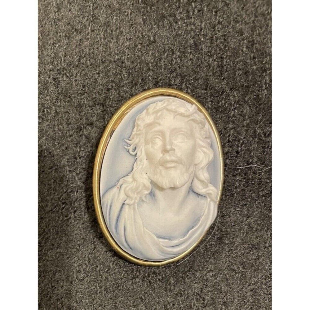 Cameo Jesus Thorny Crown Religious Gothic Steampunk Resin Brooch Pin Pendant - Picture 2 of 8